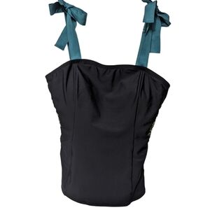 DM Fashion Panel Square Neck Embroidered Tankini Top Sz XL